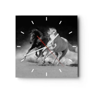 Wanduhr - Glasuhr - Galopp der Freiheit - 40x40 cm