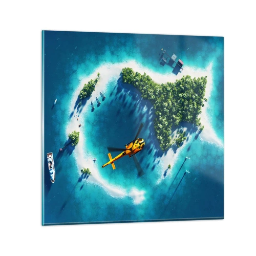 Glasbild - Bild auf glas - Kauf dir eine Insel - 70x70 cm