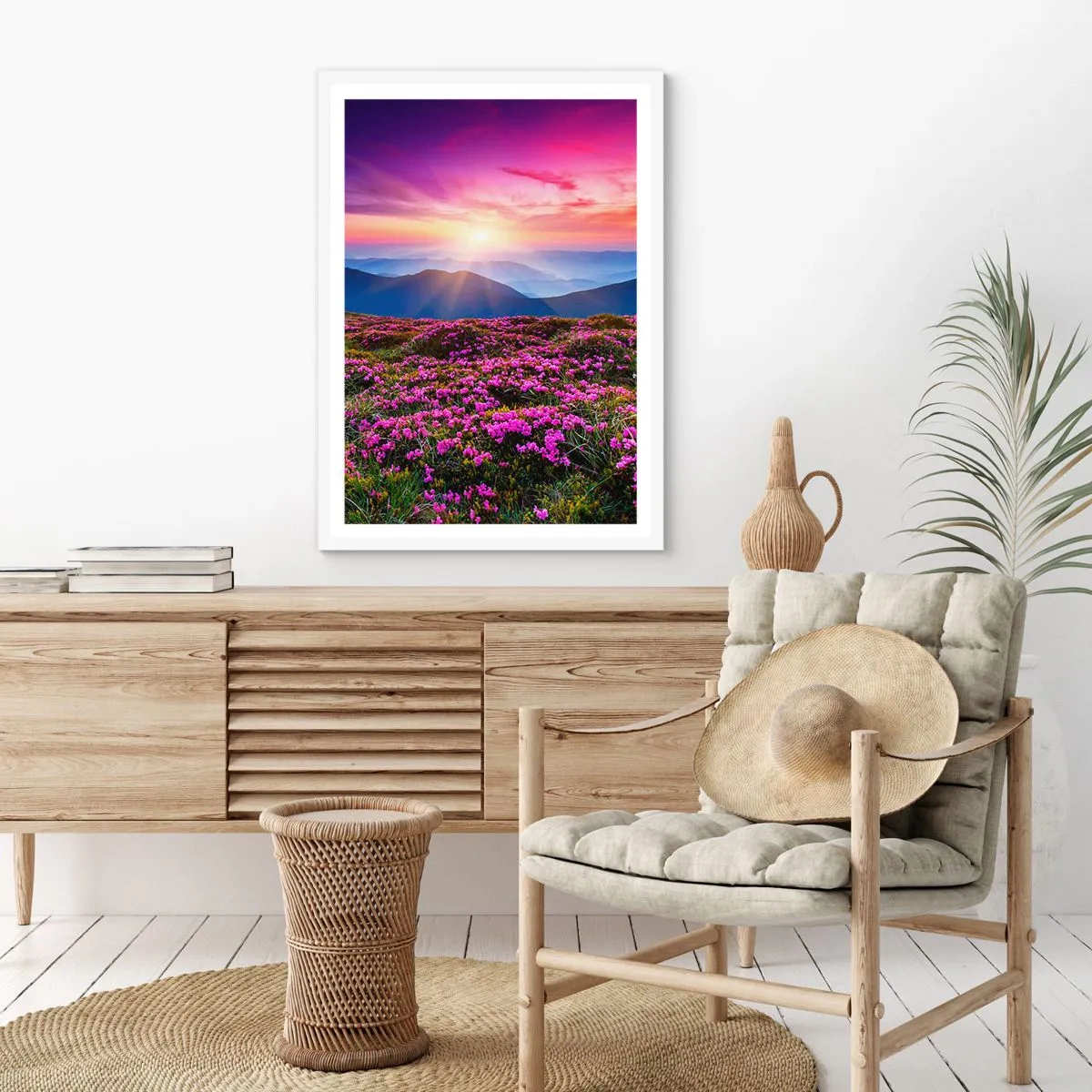 Poster in einem weißen Rahmen - Kräuter dufteten nach frischen Trauben von den Feldern - 30x40 cm