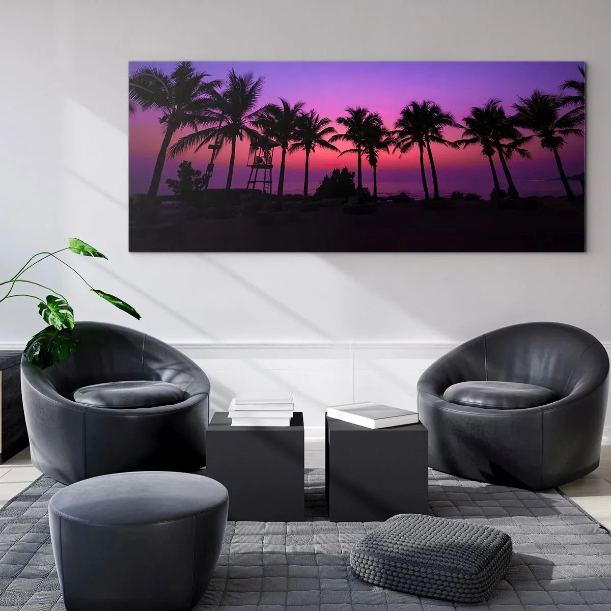 Glasbild - Bild auf glas - Abend unter Palmen - 90x30 cm