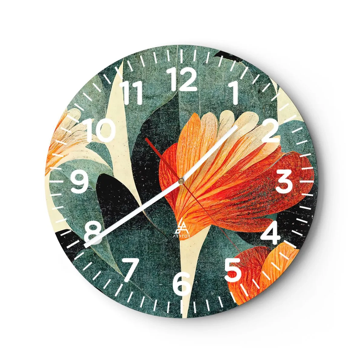 Wanduhr - Glasuhr - Hitze der Tropen und Kühle des Grüns - 40x40 cm