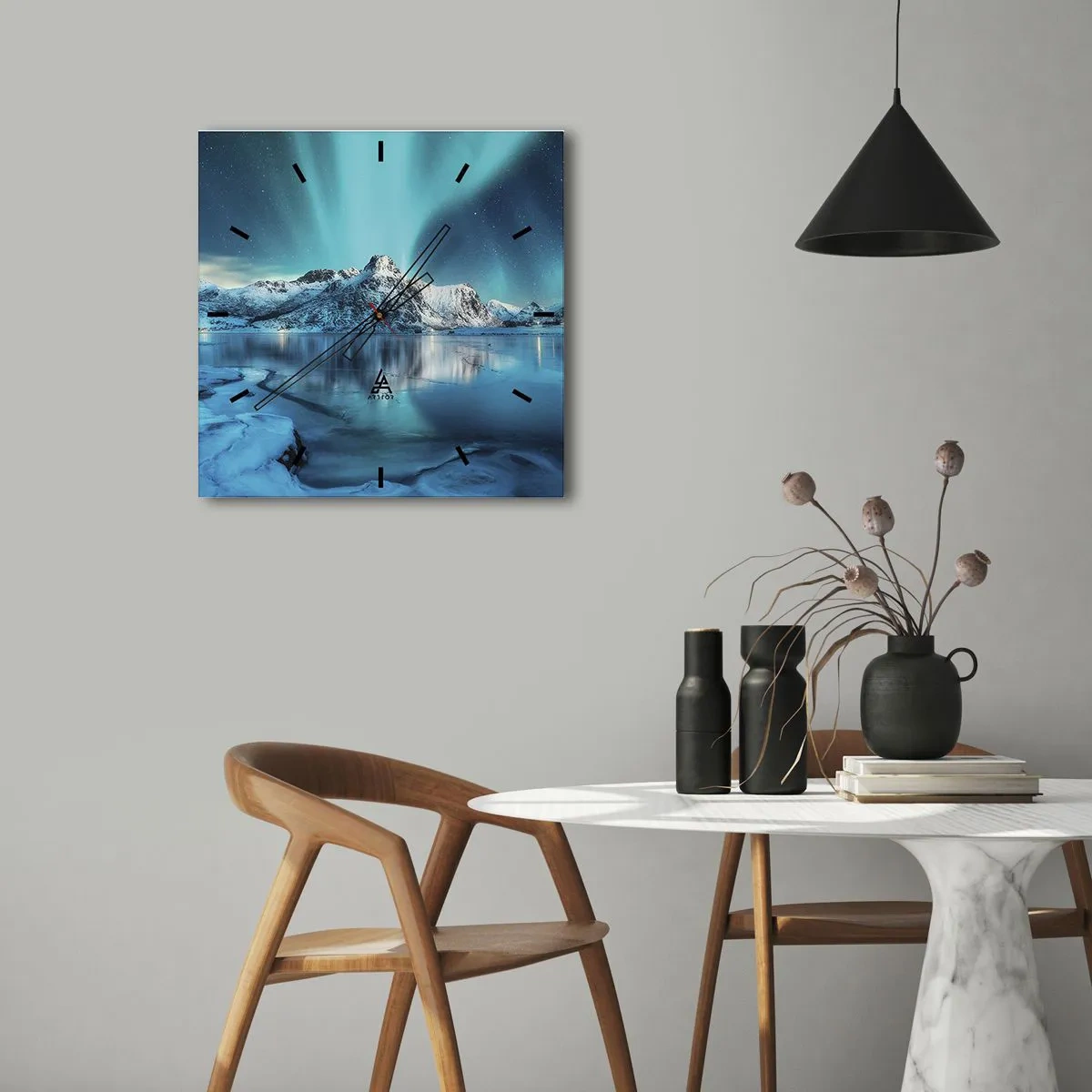 Wanduhr - Glasuhr - Lichtnacht - 40x40 cm