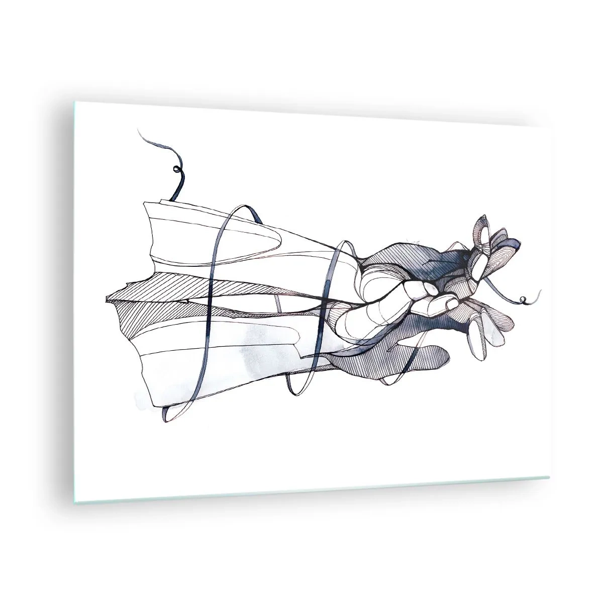 Glasbild - Bild auf glas - Künstlerische Darstellung einer Hand, die eine Blume hält - 70x50cm - Touch-Studie - Moderne Wanddekoration für Wohnzimmer und Schlafzimmer ARTTOR