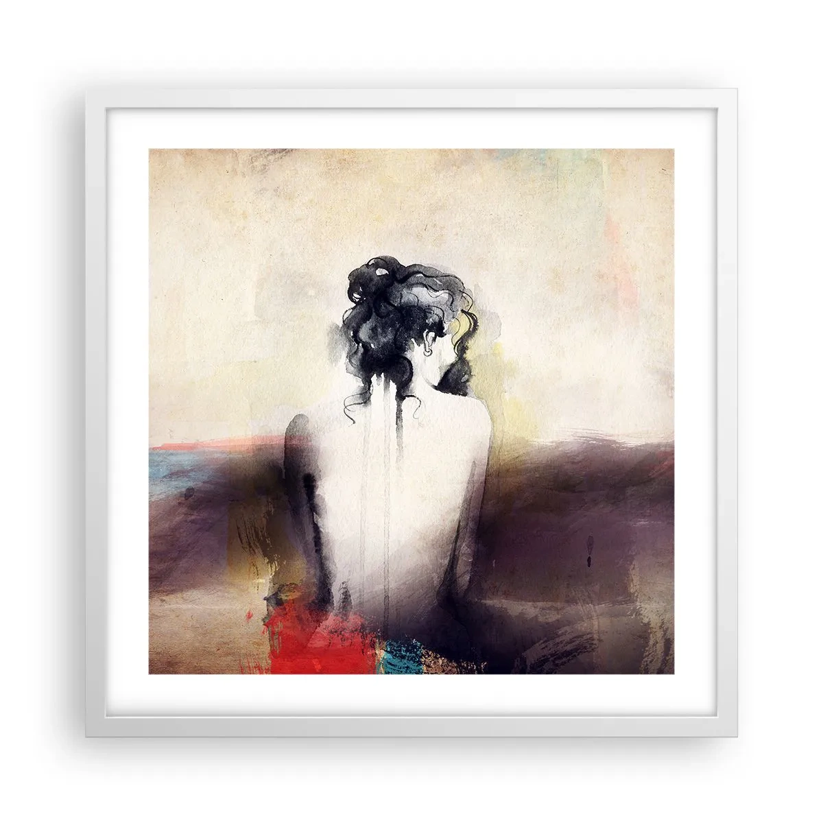 Poster in einem weißen Rahmen - Glatte Linien, ovale Formen - 50x50 cm