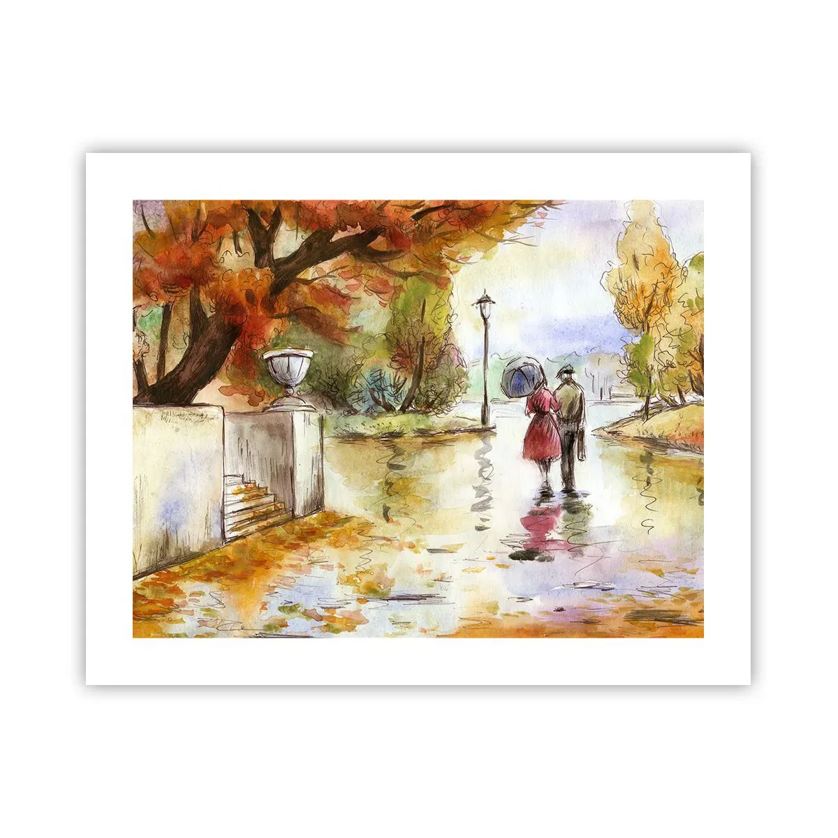 Poster - Romantischer Herbst im Park - 50x40 cm