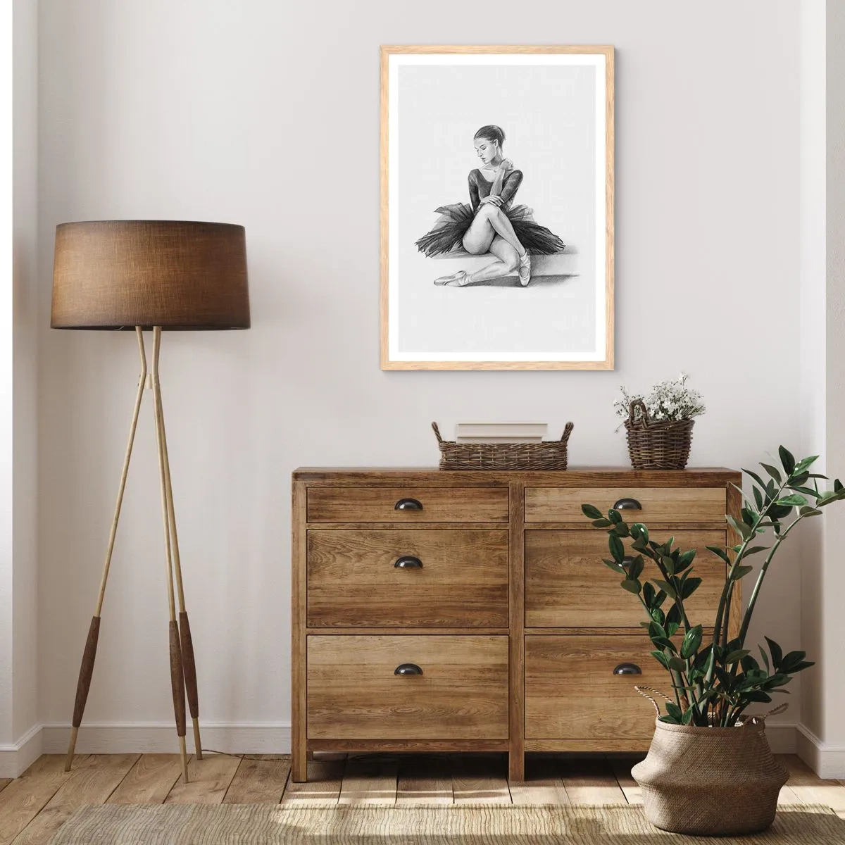 Poster in einem Rahmen aus heller Eiche - Vom Tanz verzaubert - 50x70 cm