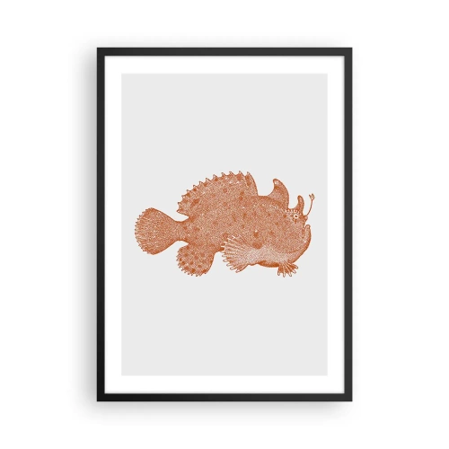 Poster in einem schwarzem Rahmen - Detaillierte Darstellung eines Tiefseefisches - 50x70cm - Es ist also doch ein Fisch - Moderne Wanddekoration für Wohnzimmer und Schlafzimmer ARTTOR
