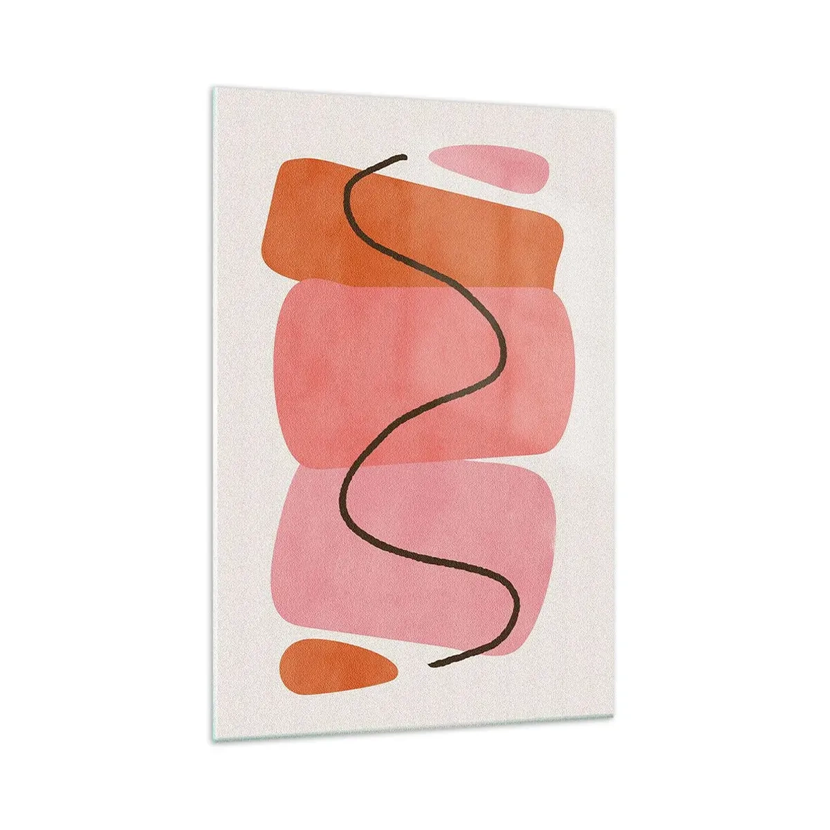 Glasbild - Bild auf glas - Abstrakte Formen in Rosa- und Orangetönen - 70x100cm - Sanfte Bewegung der Formen - Moderne Wanddekoration für Wohnzimmer und Schlafzimmer ARTTOR