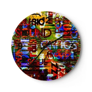 Wanduhr - Glasuhr - Alle Farben des Klangs - 40x40 cm