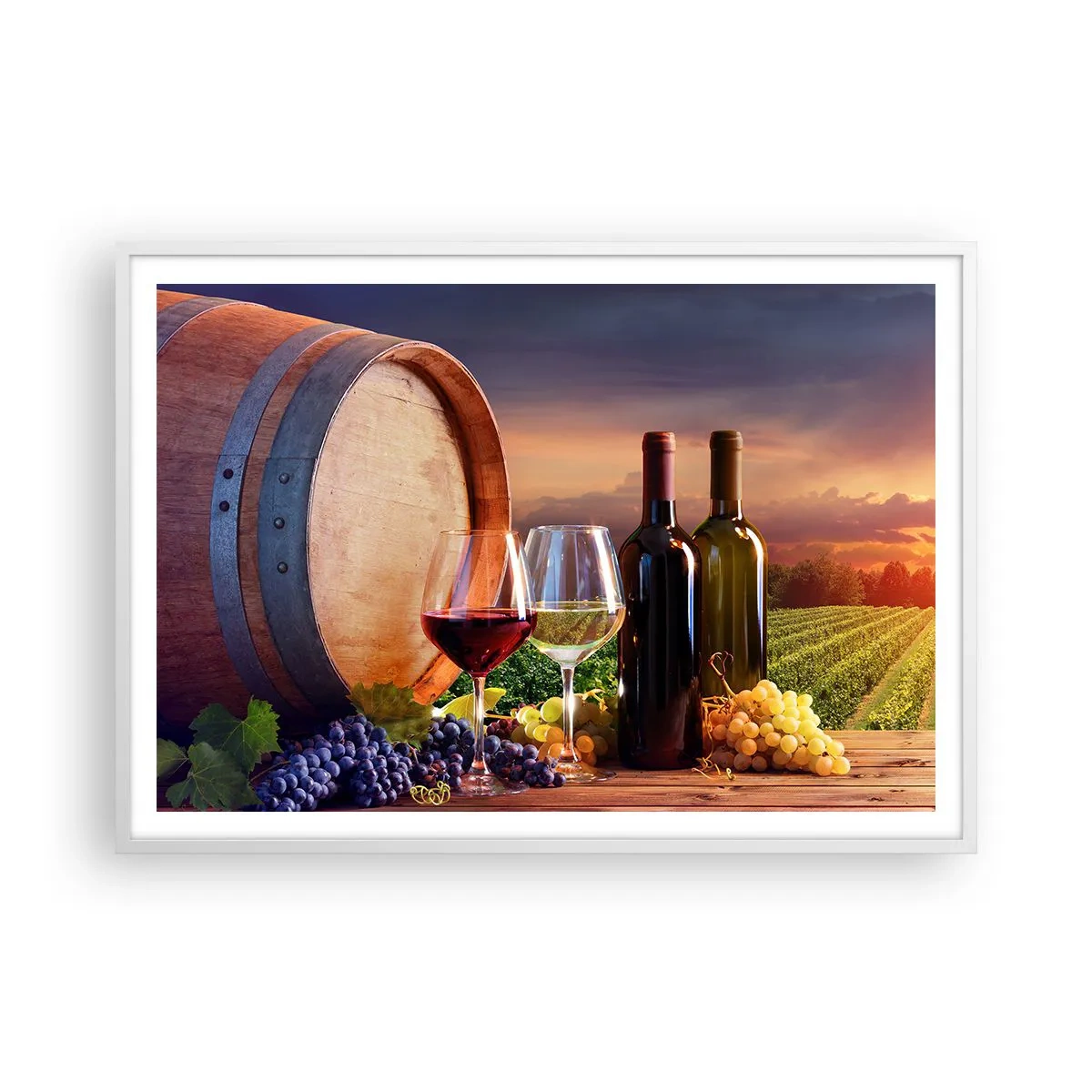 Poster in einem weißen Rahmen - Hier schmeckt das Leben - 100x70 cm