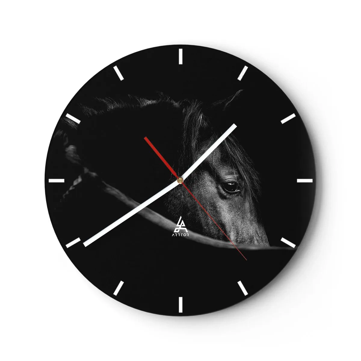 Wanduhr - Glasuhr - Schwarzer Prinz - 40x40 cm