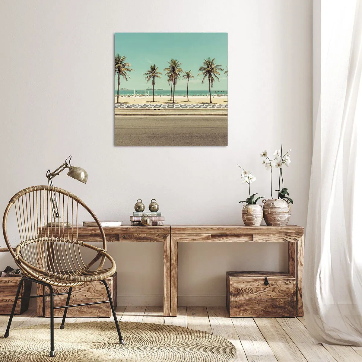 Bild auf Leinwand - Leinwandbild - Beim Bewachen des Strandes - 70x70 cm