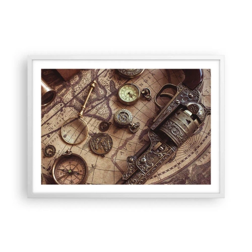 Poster in einem weißen Rahmen - Das Abenteuer ruft - 70x50 cm