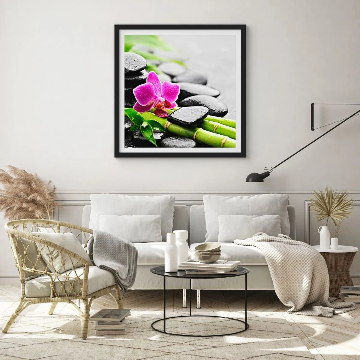 Poster in einem schwarzem Rahmen - In ruhiger Balance - 40x40 cm