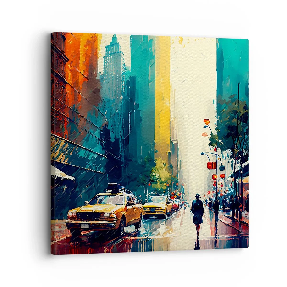Bild auf Leinwand - Leinwandbild - New York – selbst der Regen ist hier bunt - 30x30 cm