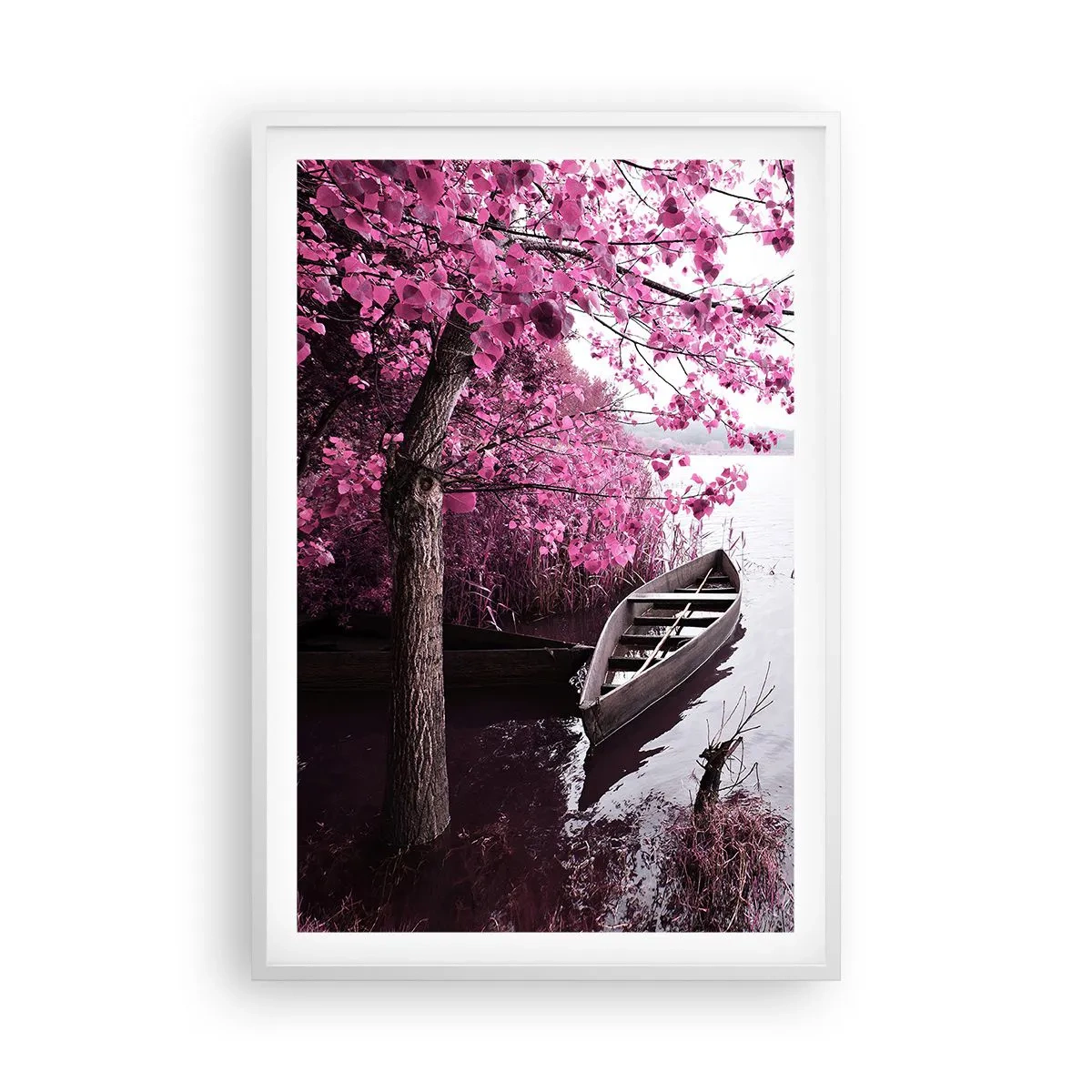 Poster in einem weißen Rahmen - In rosa Stille - 61x91 cm