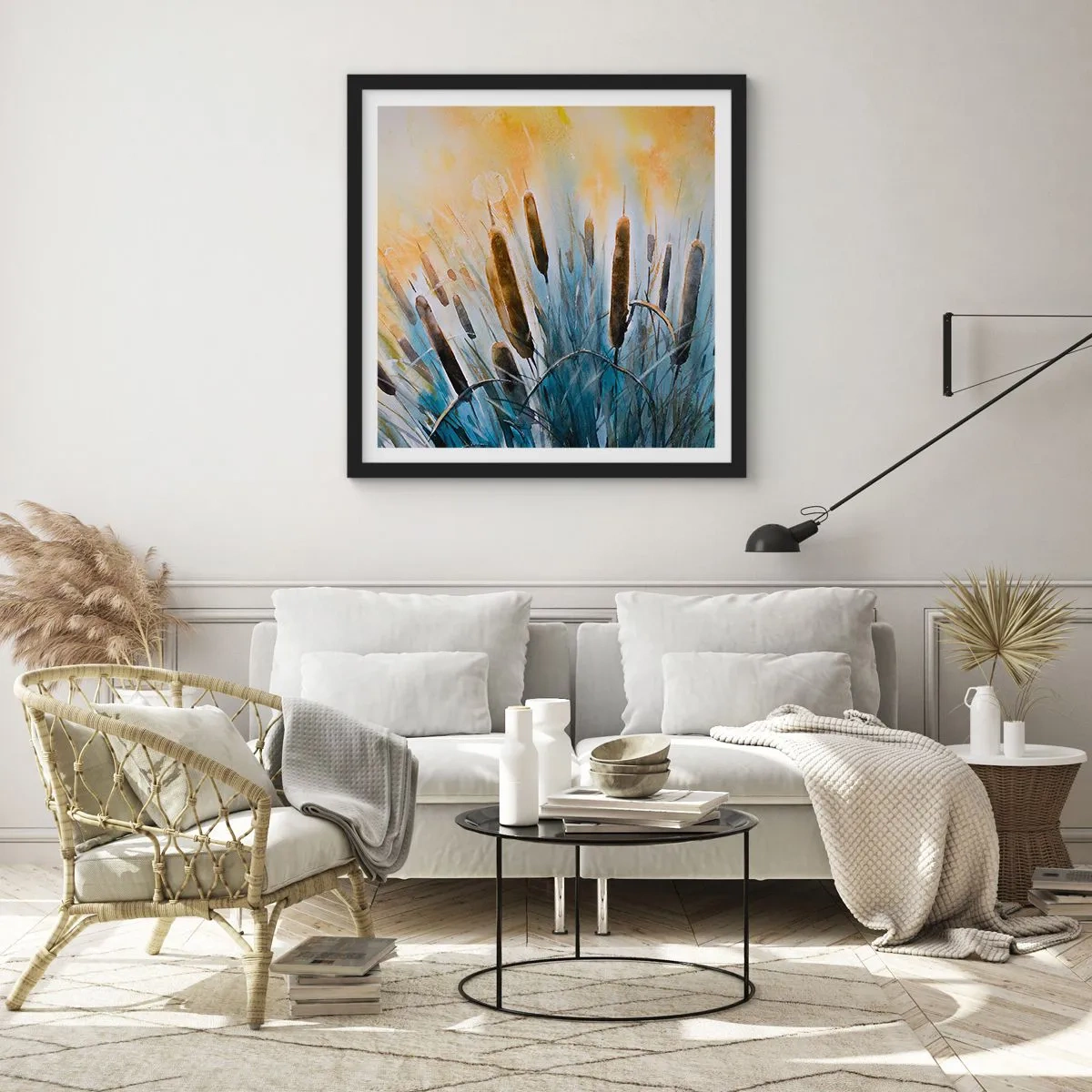 Poster in einem schwarzem Rahmen - Die Kälte des Wassers, die Hitze der Sonne - 50x50 cm