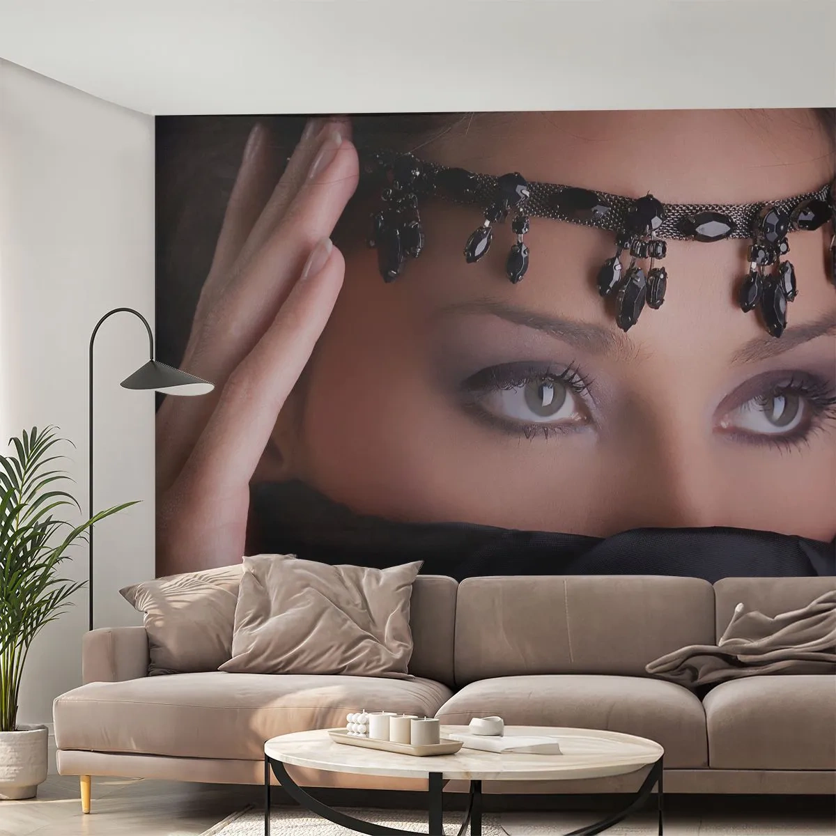 Selbstklebende Fototapete Deluxe Sticker - Orientalisches verführerisches Geheimnis - Frau, Augen, Kultur - 150x105 cm