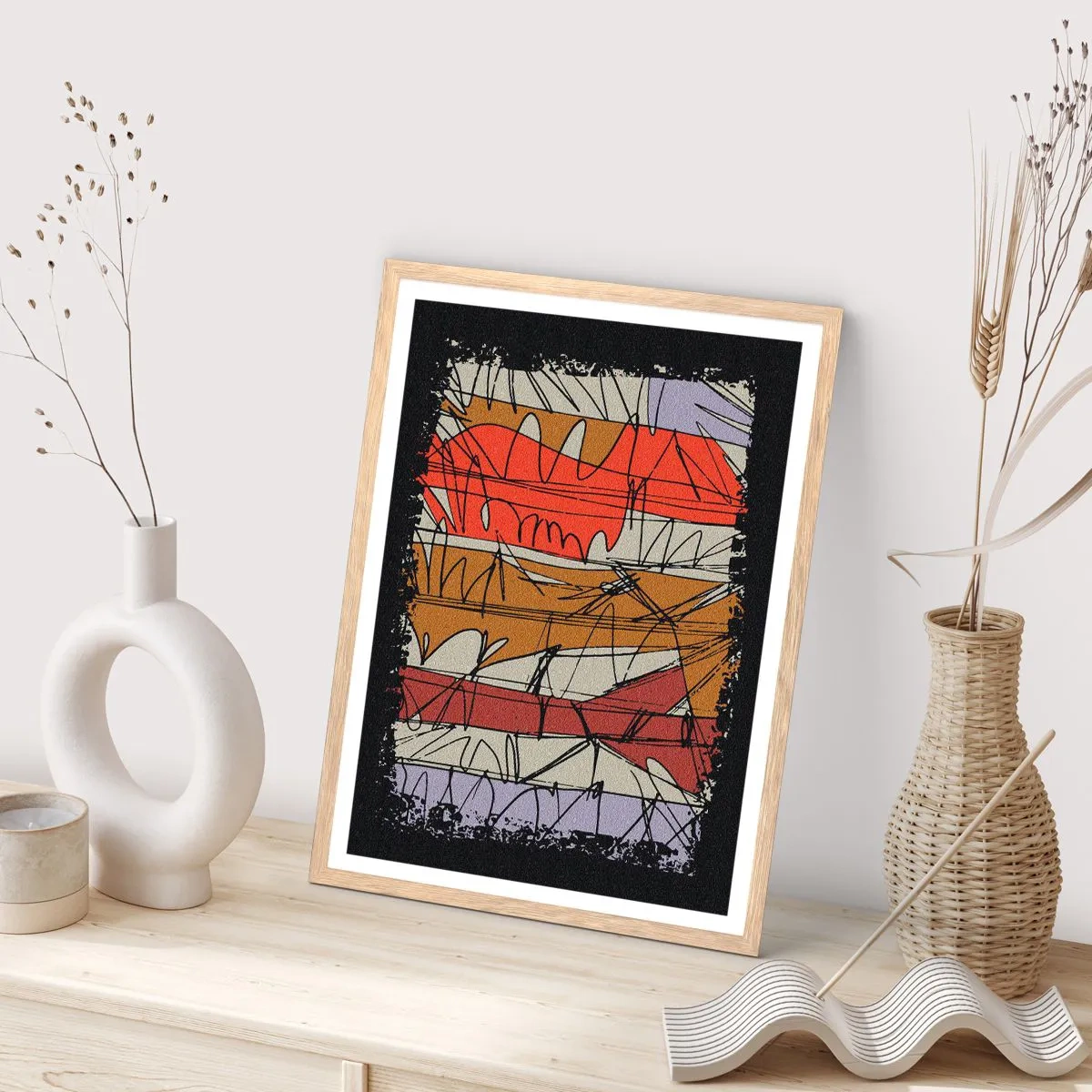 Poster in einem Rahmen aus heller Eiche - Spontane Komposition - 30x40 cm