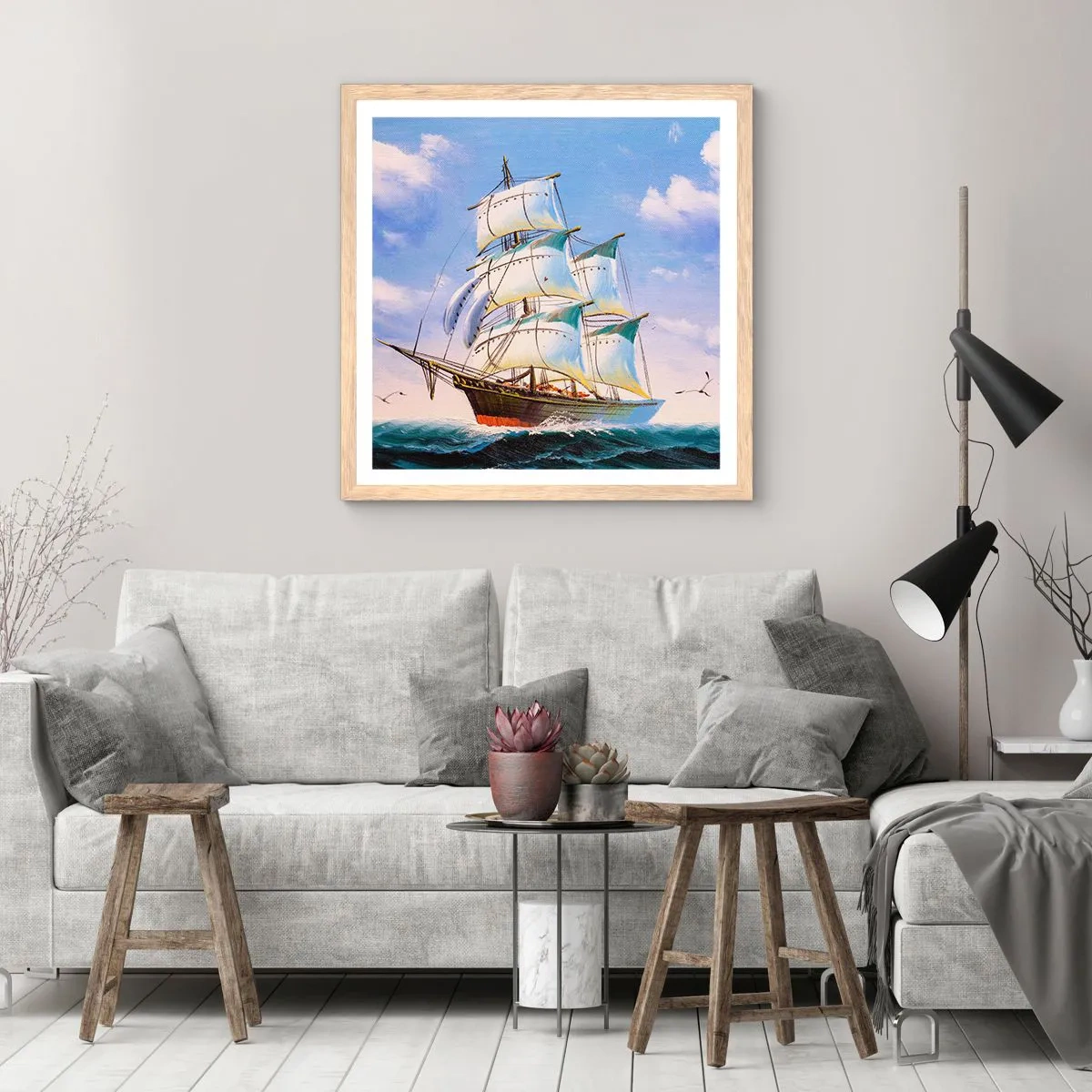 Poster in einem Rahmen aus heller Eiche - Mit Stolz mit dem Wind - 60x60 cm