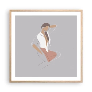 Poster in einem Rahmen aus heller Eiche - Umriss der Anmut - 60x60 cm