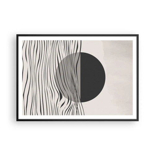 Poster in einem schwarzem Rahmen - Abstrakte Linien und geometrische Formen in gedeckten Farben - 100x70cm - Halbe Komposition - Moderne Wanddekoration für Wohnzimmer und Schlafzimmer ARTTOR