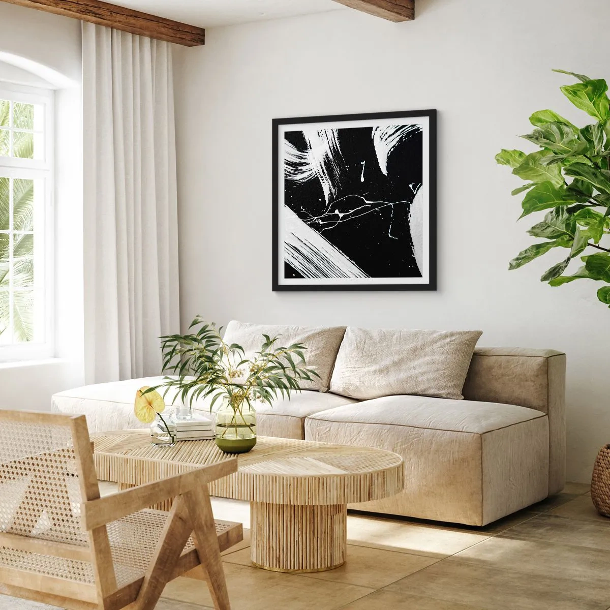 Poster in einem schwarzem Rahmen - Dunkelheit durchbrechen - 40x40 cm