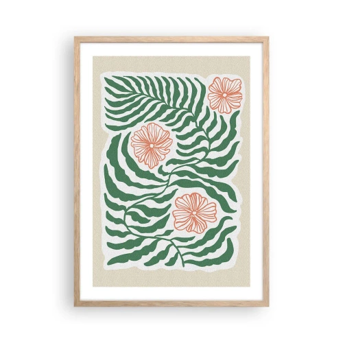 Poster in einem Rahmen aus heller Eiche - Aufgeblüht in Grün - 50x70 cm