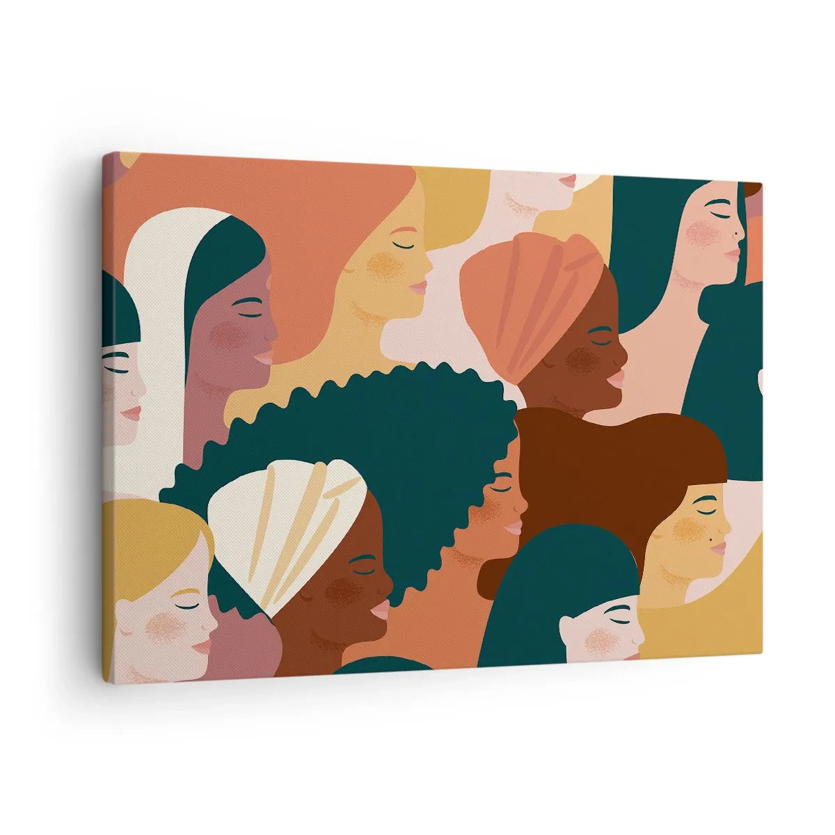 Bild auf Leinwand - Leinwandbild - Farbenfrohe Frauenprofile in verschiedenen Stilen - 70x50cm - Nur Weiblichkeit - Moderne Wanddekoration für Wohnzimmer und Schlafzimmer ARTTOR