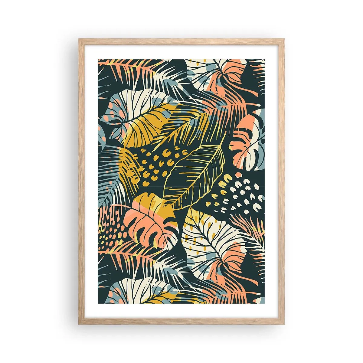 Poster in einem Rahmen aus heller Eiche - Grüne Fantasie - 50x70 cm
