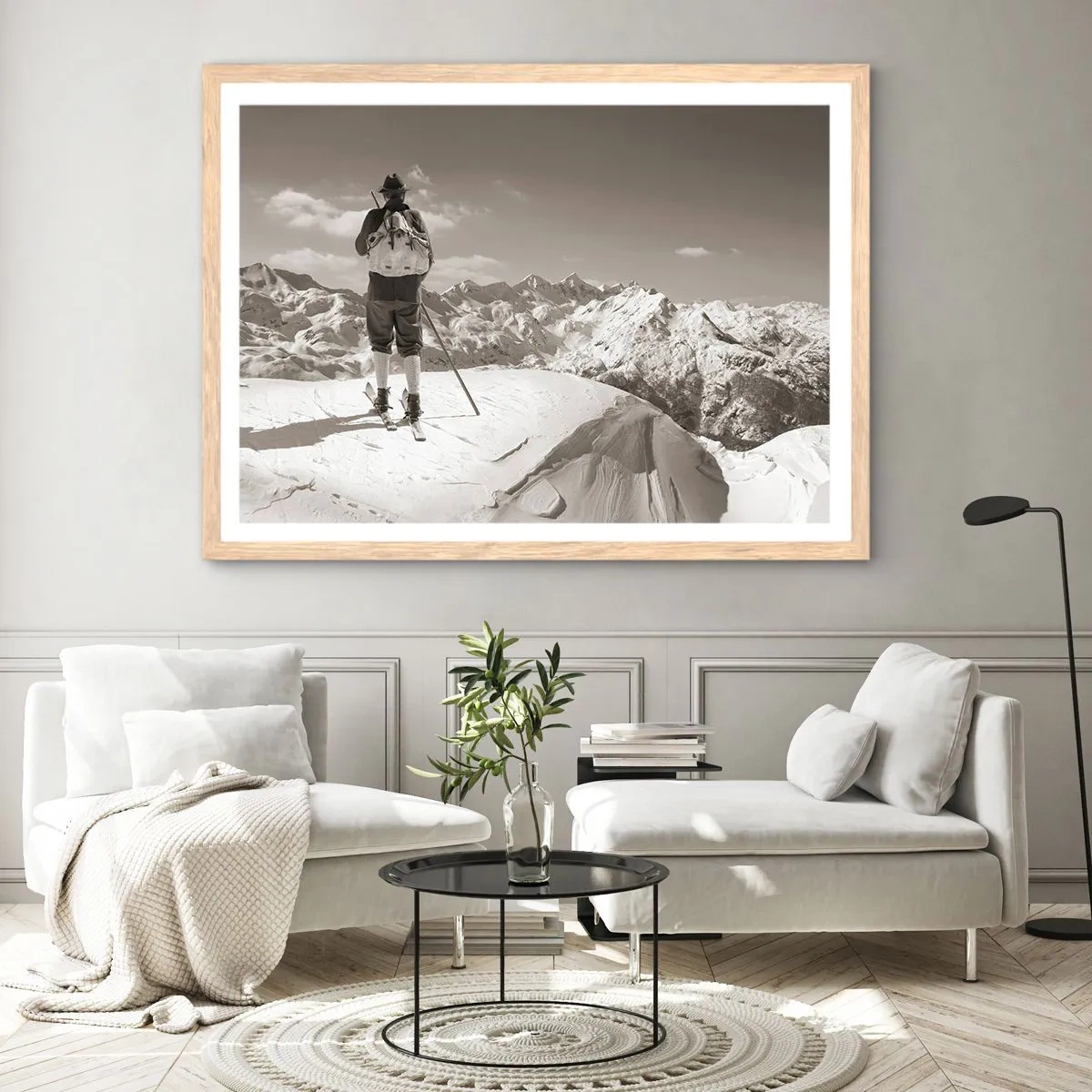 Poster in einem Rahmen aus heller Eiche - Und die Berge bleiben unverändert - 100x70 cm