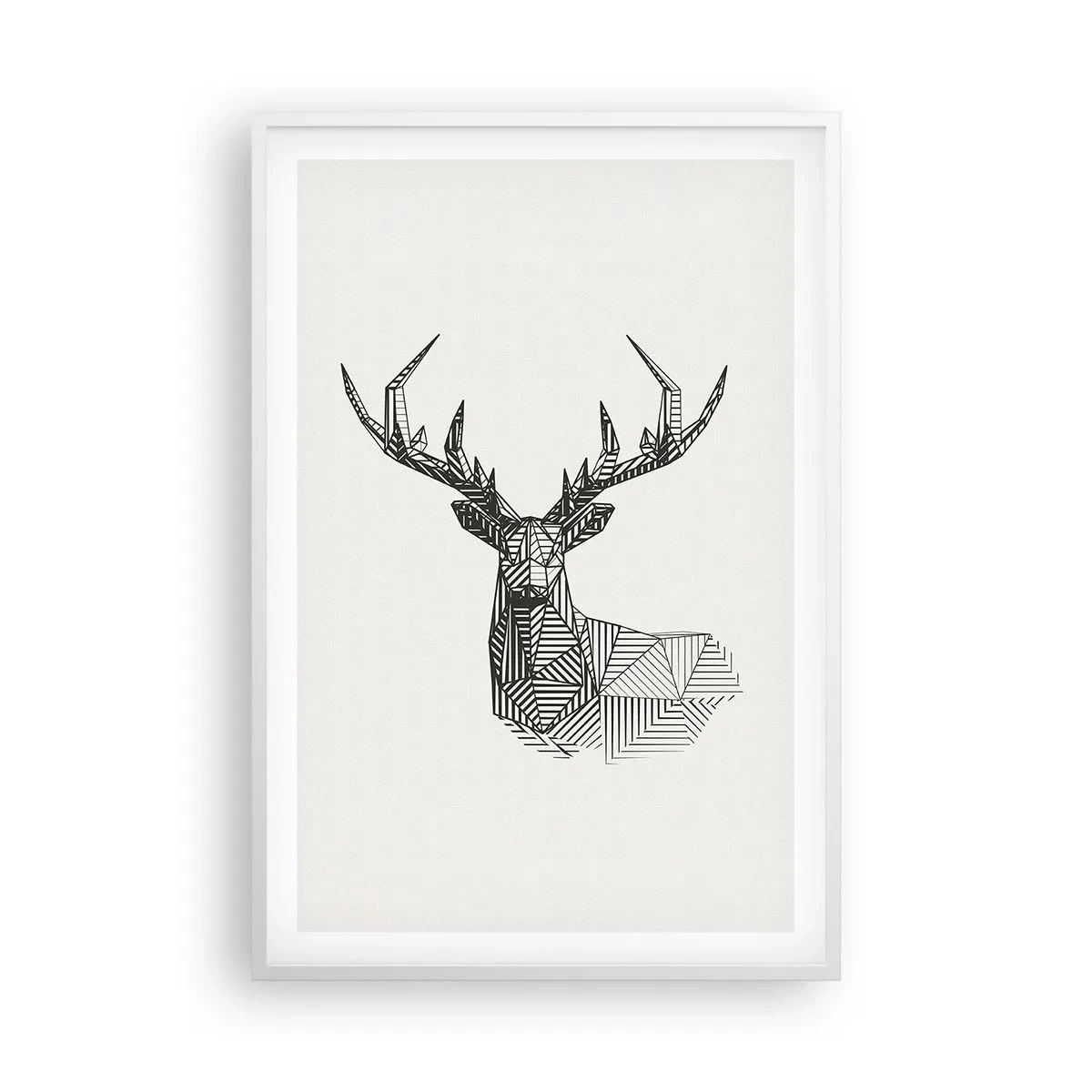 Poster in einem weißen Rahmen - Ein Hirsch im kubistischen Stil - 61x91 cm