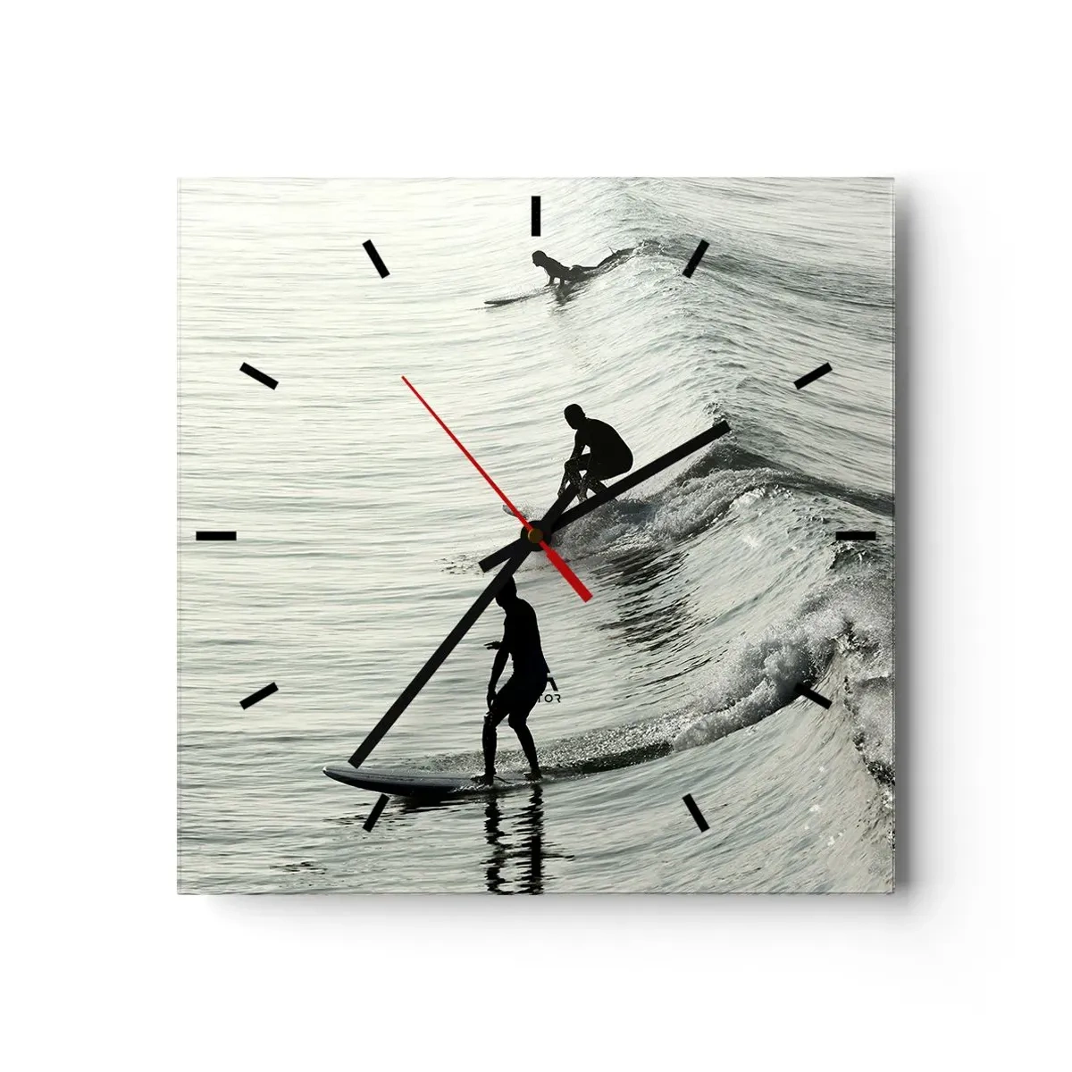Wanduhr - Glasuhr - Gegen die Welle - 40x40 cm