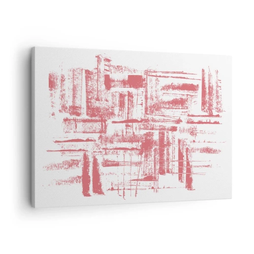 Bild auf Leinwand - Leinwandbild - Abstrakte rosa Texturen auf weißem Hintergrund - 70x50cm - Die rote Stadt - Moderne Wanddekoration für Wohnzimmer und Schlafzimmer ARTTOR