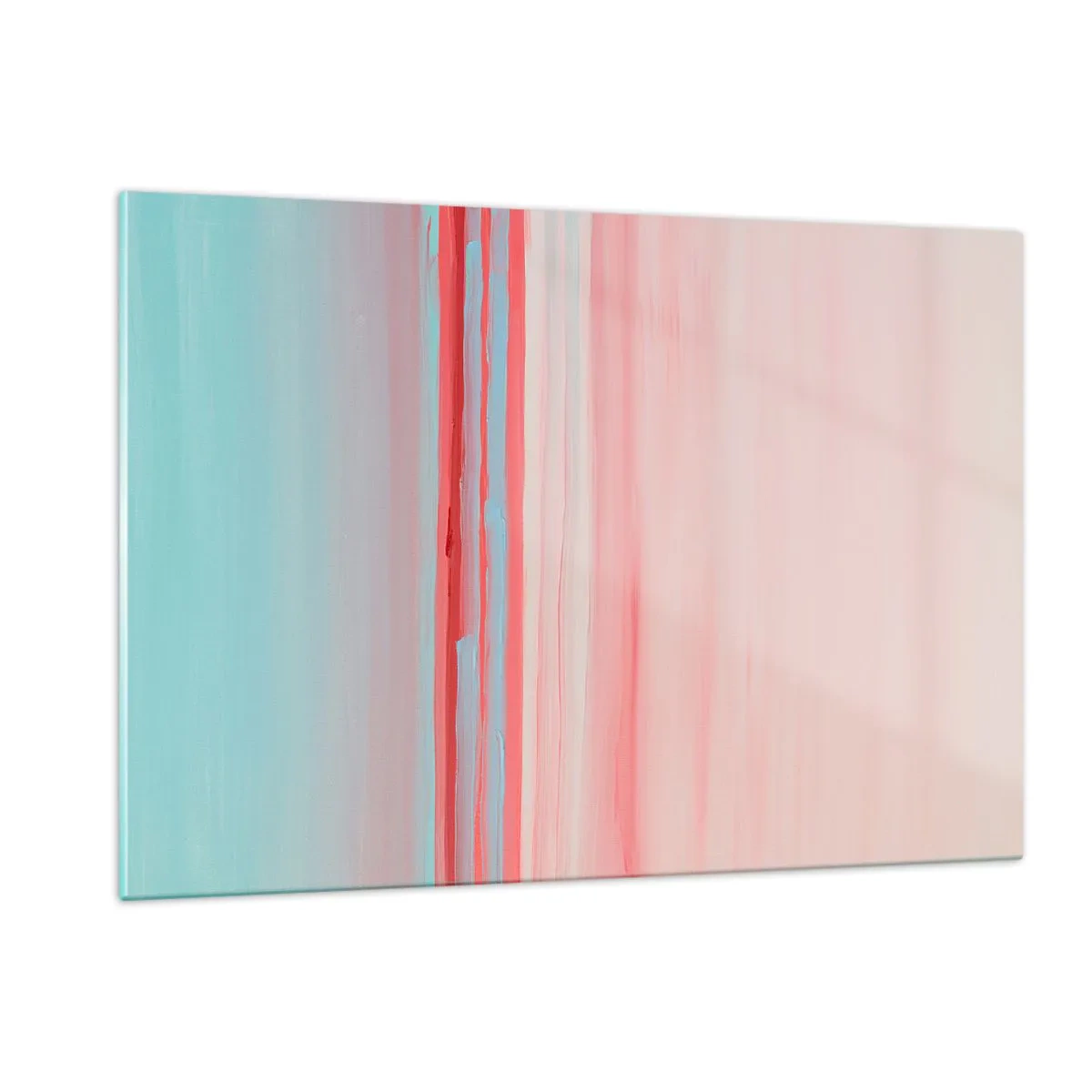 Glasbild - Bild auf glas - Vertikale Streifen in Pastelltönen von Rosa und Blau - 120x80cm - Abstraktion im Morgengrauen - Moderne Wanddekoration für Wohnzimmer und Schlafzimmer ARTTOR