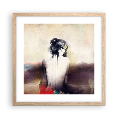 Poster in einem Rahmen aus heller Eiche - Glatte Linien, ovale Formen - 40x40 cm