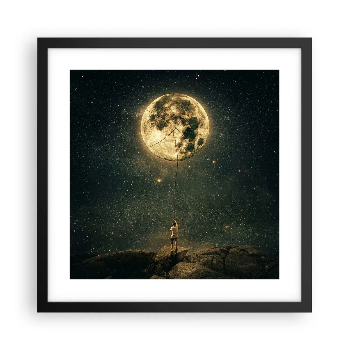 Poster in einem schwarzem Rahmen - Der Mann, der den Mond gestohlen hat - 40x40 cm