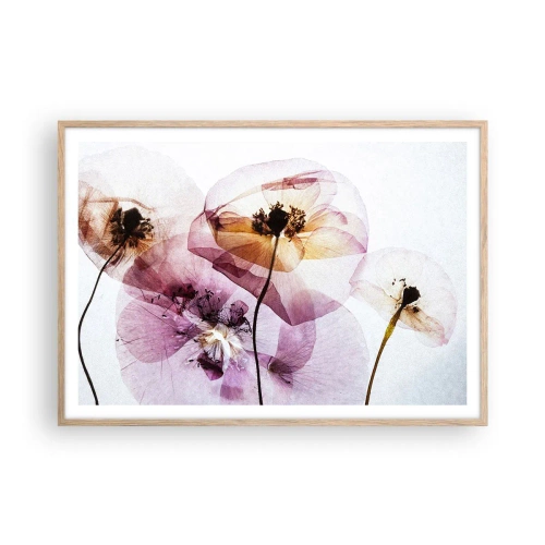 Poster in einem Rahmen aus heller Eiche - Transparente Körperblumen - 100x70 cm