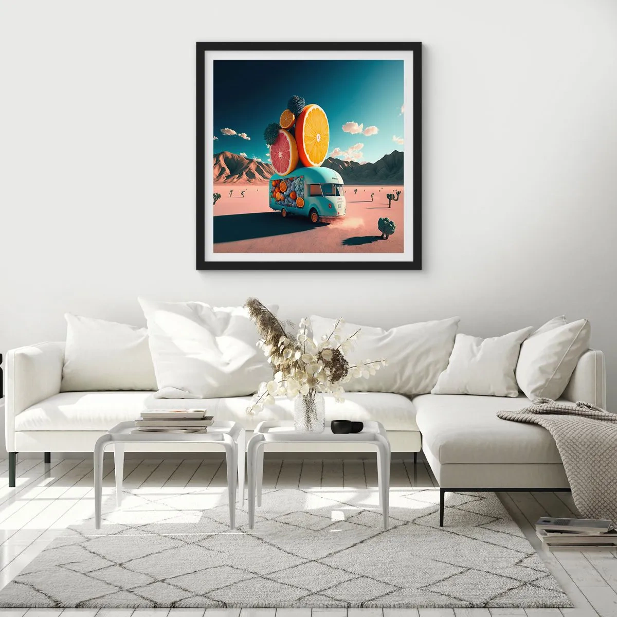 Poster in einem schwarzem Rahmen - Geschmack von Urlaub - 50x50 cm
