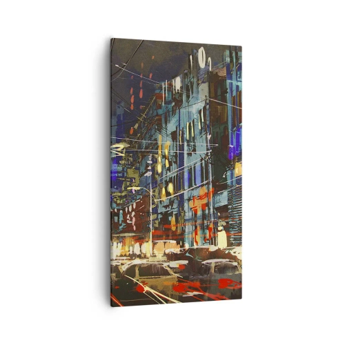 Bild auf Leinwand - Leinwandbild - Abendlicher Straßentrubel - 55x100 cm