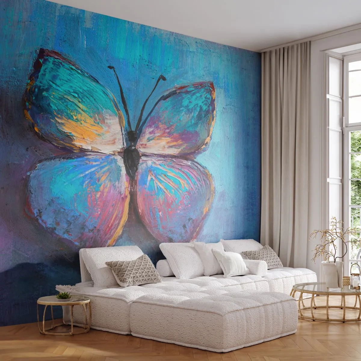 Fototapete Premium Canvas - In all seiner Pracht - Schmetterling, Stück, Malerei - 500x350 cm