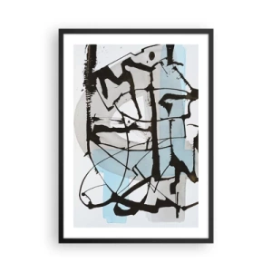 Poster in einem schwarzem Rahmen - Moderne Abstraktion in Blau- und Schwarztönen - 50x70cm - Trotzdem blau - Moderne Wanddekoration für Wohnzimmer und Schlafzimmer ARTTOR