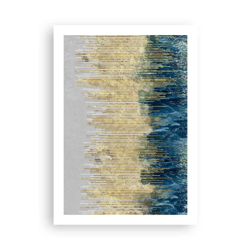 Poster - Eine abstrakte Komposition, inspiriert von einem goldenen Strand und dem Ozean. - 50x70cm - Vergoldete Grenze - Moderne Wanddekoration für Wohnzimmer und Schlafzimmer ARTTOR
