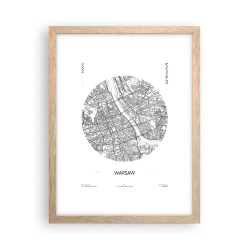 Poster in einem Rahmen aus heller Eiche - Anatomie von Warschau - 30x40 cm