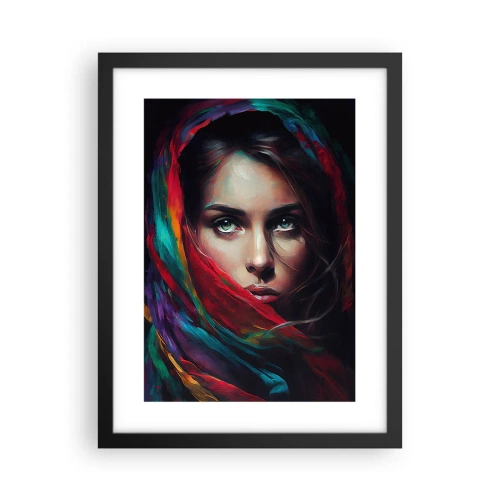 Poster in einem schwarzem Rahmen - Grünäugiges Geheimnis - 30x40 cm