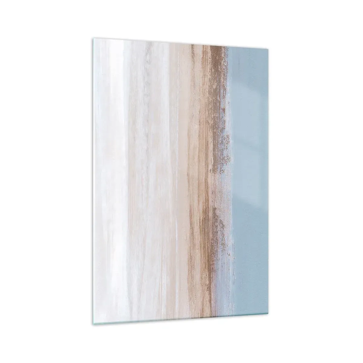 Glasbild - Bild auf glas - Eine subtile Landschaft in Pastelltönen von Blau und Beige - 70x100cm - Mehrdeutige Landschaft - Moderne Wanddekoration für Wohnzimmer und Schlafzimmer ARTTOR