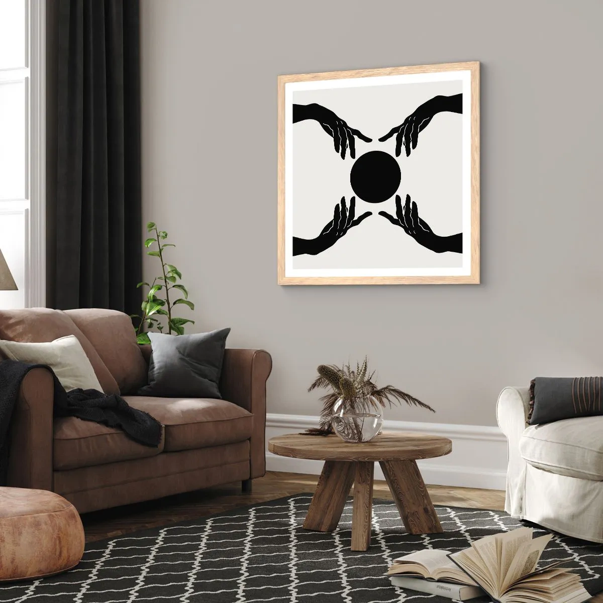 Poster in einem Rahmen aus heller Eiche - Geheimes Zeichen - 60x60 cm