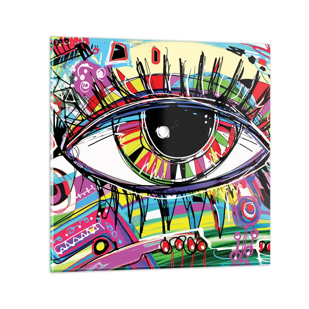 Glasbild - Bild auf glas - Buntes Auge - bunte Seele - 30x30 cm