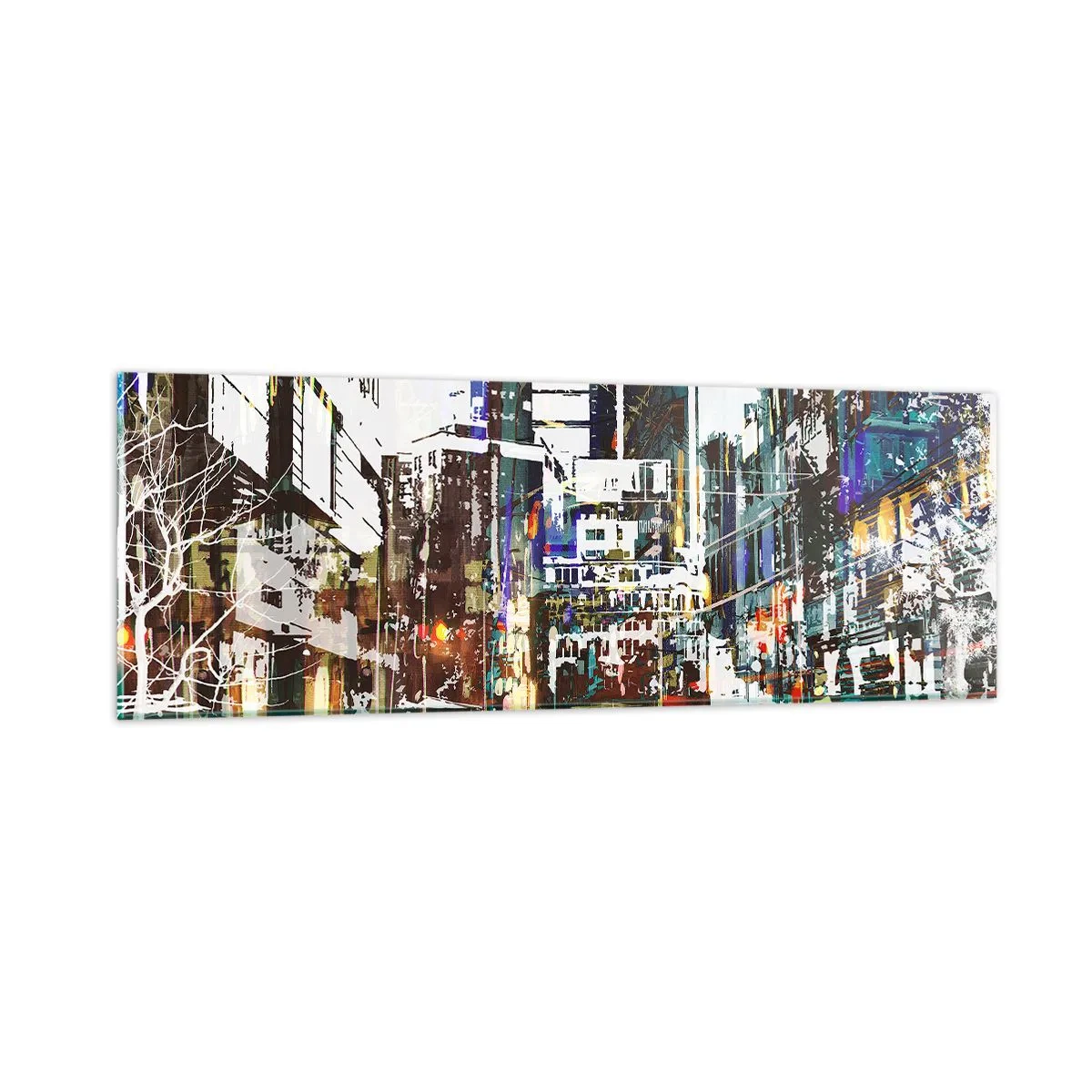 Glasbild - Bild auf glas - Eine schillernde Stadt - 90x30 cm