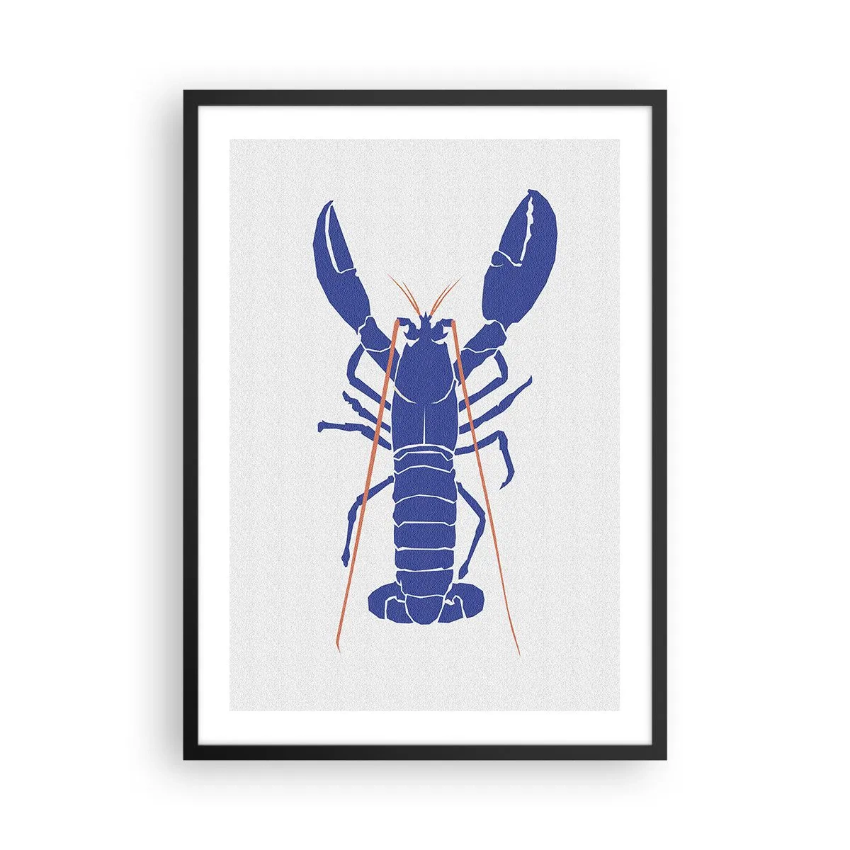 Poster in einem schwarzem Rahmen - Kontrastreiche Hummergrafik im minimalistischen Stil - 50x70cm - Erlesener Hummer im Granatapfel - Moderne Wanddekoration für Wohnzimmer und Schlafzimmer ARTTOR